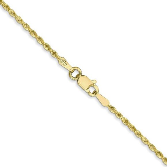 1.5mm, 10k Yellow Gold Diamond Cut Solid Rope Chain Necklace, 26 Inch - Picture 2 of 8